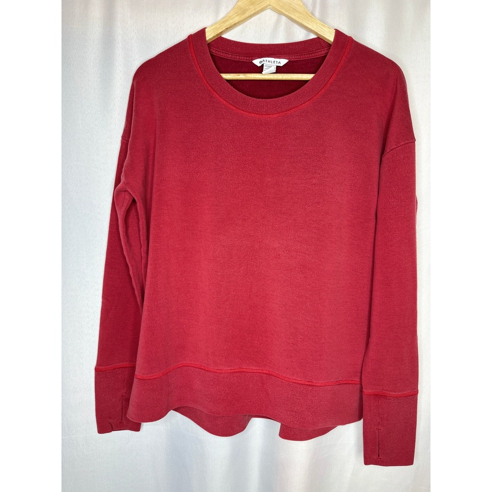 Athleta Coaster Luxe Crewneck Red Sweater, MEDIUM Athleisure Gym Workout Casual